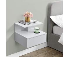 [en.casa] Mensola da Parete con Cassetto 40 x 35 x 31 cm Comodino da Notte Scaffale Portaoggetti da Muro - Bianco
