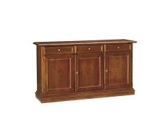 Mar.c.a. Design - Credenza Con 3 Porte E 3 Cassetti In Arte Povera, Colore Noce Scuro, cm 156x42x85H