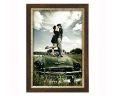 capestore Cornice A4 Arte Povera 25 mm in Crilex Infrangibile e Resina, Cornice Antinfortunistica per Diplomi, Certificati e Fotografie, Portafoto 21x29,7 cm (Noce Filo Oro)