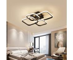 Tealight Plafoniera LED Soffitto, 45W Lampadario Soggiorno Quadrata, 4000K Plafoniera LED Soffitto Moderna per Soggiorno Camere da Letto (Nero)