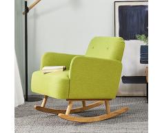 [en.casa] Poltrona a Dondolo da Interno Poltrona Relax Oscillante con Braccioli e Schienale Medio Poltrona Imbottita Rivestimento in Tessuto - Verde