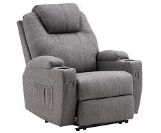 MCombo - Poltrona massaggiante elettrica, con funzione reclinabile e di riscaldamento, modello: 7061 Grigio