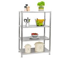 EYEPOWER Shelfr - Scaffale in acciaio INOX, portata fino a 160 kg, 4 ripiani, 74 x 41 x 109 cm