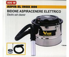 Vigor Aspir-El Bidone Aspiracenere in Inox, 15 l, 800 W