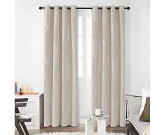 Deconovo Tende Oscuranti Finestre Soggiorno Moderne Termiche Isolanti Stampate con Occhielli 140x290cm Beige Chiaro 2 Pannelli