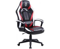 Sedia per Computer Comoda con Massaggio, Sedia Gaming Ergonomica, Sedia da Gioco Grande e Alta per Adulti, Gioco Poltrona Schienale Alto con Braccioli, Sedia da PC Altezza Regolabile (Rosso)