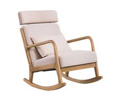 Alto Schienale Sedia a Dondolo, Telaio in Legno di Gomma Poltrona a Dondolo con Liscio Bracciolo, Poltrona Oscillante for Soggiorno Balcone, Supporto 150KG (Color : White, Size : 82x65x94cm)