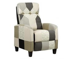 Totò Piccinni Poltrona Relax Reclinabile con Poggiapiedi Imbottita (Patchwork Elegant, Style)