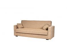 Arredo Stock Divano letto 3 posti tessuto beige, 212x83x73 cm