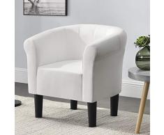 [en.casa] Poltrona (AxLaxP) 70x70x58 cm Poltroncina a Conchiglia Struttura Imbottita, Rivestimento in Similpelle - Bianco