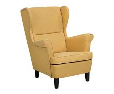 Beliani Poltrona Imbottita in Tessuto Giallo Mostarda Abson