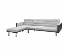 Leepesx Divano Divano Letto Letto Divano Moderno Sofà Divanetto Letto Divano Letto a Moderno Divano Letto ad Angolo Tessuto 218x155x69 cm Bianco e Grigio LZ