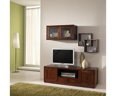 Mobile porta Tv serie Compact stile etnico coloniale moderno realizzato artigianalmente in legno massello di Teak - SCONTO ONLINE