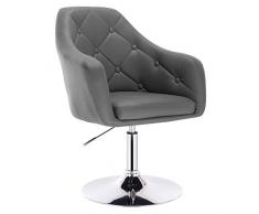 WOLTU BH104gr Poltroncina da Bar Sgabello Girevole Camera da Letto Sedia Imbottita Moderna, Ecopelle Grigio