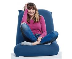 Yogibo Poltrona a Sacco Corta per Adolescenti, Adulti, Peluche, Morbida Poltrona Sacco per Il Gioco, la Lettura e Il Relax, Rivestimento Esterno Rimovibile e Lavabile, Blu