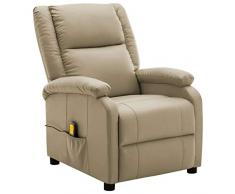 vidaXL Poltrona Massaggiante Reclinabile Cappuccino in Similpelle