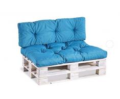 Cuscino per bancale, Cuscini per Pallet Divani, Seduta, Schienale,Trapuntato PP (Seduta 120x60, Azzurro)