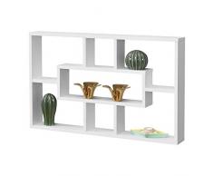 Mensola da Parete a Forma Rettangolare con 7 Scomparti 77 x 10 x 48 cm Scaffale Pensile con Ripiani Portaoggetti Libreria - Bianco