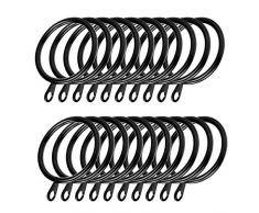 Coolty 60pcs Metallo Anelli Tenda per Tende e Aste(Nero)