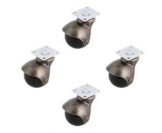 KICNAD Ruote girevoli 4 Pack 1.5 Pollici Girevole Piastra Superiore con Cappuccio Palla con Cappuccio Ruote antiche in Bronzo di Divano sferico Rotella Senza Freno Accessori per mobili