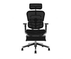 PROCOMFORT ERGOHUMAN Plus Luxury + Poggiagambe Poltrona Ergonomica che Si Adatta alla Postura con Telaio in Alluminio e Rivestimento in Mesh ad Alta Resistenza allUsura (Nero)