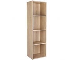 Homfa Libreria Mobile per Archiviazione con Mensola in Legno, Scaffale Cubo per Libri (Marrone, 30x30x106cm)