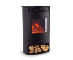 Klarstein Camino Elettrico, Caminetto Elettrico 1900 W, Camino Finto a Riscaldamento Elettrico a Basso Consumo, Fuoco Finto LED, Spazio per Legna, Termocamino con Telecomando, Termostato e Timer