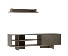 homcom Set Mobile TV con Armadietto e Mensola da Appendere, Parete Attrezzata per TV in Legno per Salotto e Soggiorno, Grigio