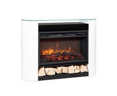 Klarstein Camino Elettrico, Camino da Parete con Mensola, Riscaldamento Elettrico con Fiamma LED, Caminetto Elettrico 1800W, Camino Finto con Telecomando, Timer, Controllo Temperatura, Termocamino