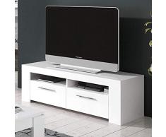 EGLEMTEK Mobile Mobiletto TV Savan da Soggiorno Sala da Pranzo Studio Moderno Design 120 x 40 x 42 cm Bianco