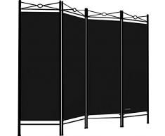 Deuba Divisorio per Ambienti Lucca 180x163cm separè paravento Parete divisoria 4 Pannelli Nero Soggiorno Balcone