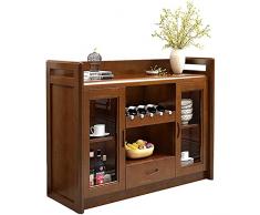 YT.JYUERI Cabinet a Buffet in Legno, credenza e consolle con Due armadi e ripiano in Basso, per Cucina Sala da Pranzo (Noce)