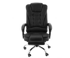 OldFe Sedia Poltrona da Ufficio Ergonomica Reclinabile con Poggiapiedi 360 Gradi Poltrona Sedia Ufficio Cuoio Schienale Alto Ufficio Sedia Ergonomica (Nero)