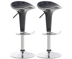 CLP Set 2 Sgabelli Design Saddle in Plastica I Coppia Sgabelli Cucina con Poggiapiedi I Sedie Regolabili Alt 60-81 CM, Colore:Grigio