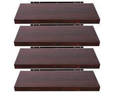 EUGAD Set di 4 Mensole da Muro, Noce, 80cm, Mensole in Legno MDF Portaoggetti Librerie Scaffale da Parete Stile rétro Mensole Sospese Decorative per Salotto Cucina Corridoio, 0047QJ-4