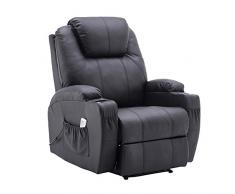 MCombo massaggio elettrico sedia poltrona reclinabile riscaldamento a vibrazione reclinabile (Nero) 7060