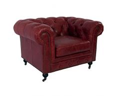 Poltrona da club Chesterfield Vintage in pelle Royal Rouge