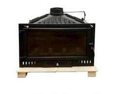 QPMY Camino Elettrico, Termostufa Domestica, Camino in Ghisa, Vero Fuoco da Incasso A Legna, Termocamino, Nero