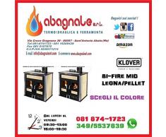 KLOVER TERMOSTUFA IDRO STUFA A LEGNA E PELLET DA 27,4 KW BI-FIRE MID MAIOLICA O ACCIAIO VARI COLORI