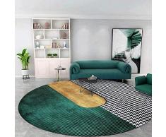DEAR-JY Tappeto,Tappeto da Salotto Rotondo Antiscivolo,Tappeto Oro Chiaro Pied de Poule Verde,Adatto a Soggiorno Camera da Letto Ristorante Veranda tavolino Decorazione tappeti,160cm Diameter