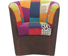 LIBEROSHOPPING.eu - LA TUA CASA IN UN CLIK POLTRONA VALENTINA A POZZETTO CON SEDUTA TESSUTO PATCHWORK (Testa di moro)