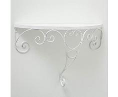 Home Collection Casa Organizzazione Mensola da Muro in Ferro Battuto Bianco B55cm T18cm H38cm