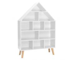 WOLTU 11 ripiani, Libreria Montessoriana per Bambini, Scaffale Multistrato per Libri e Giocattoli, Mobile Portalibri Portaoggetti Organizzatore in Legno per Cameretta, Bianco KR010