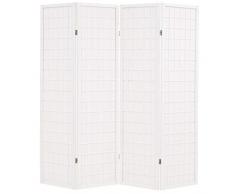 vidaXL Paravento Pieghevole 4 Ante Stile Giapponese Bianco Separè Divisorio