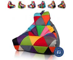 Ecopuf Keiko Patchwork - Poltrona Sacco in Poliestere da Interno e Esterno - Pouf Imbottito, 70x75cm