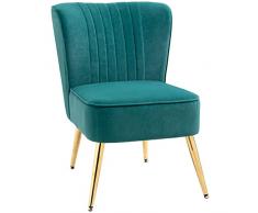 homcom Poltrona Moderna in Stile Scandinavo per Soggiorno, Poltroncina da Ingresso Imbottita e Rivestita in Tessuto Vellutato, 56x65.5x82.5cm, Verde