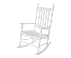 Spetebo Sedia a dondolo in legno con braccioli – bianco – classica poltrona a dondolo in stile rustico – Poltrona a dondolo vintage per TV, poltrona relax classica tradizionale