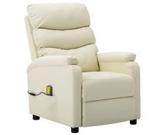 vidaXL Poltrona Massaggio Reclinabile Poltroncina per Massaggi Divano Singolo Massaggiatore Sedia TV Arredamento Crema in Similpelle