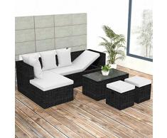 Tidyard Set Divani da Giardino, Set Divano Esterno 12 pz in Polirattan Modulare Nero