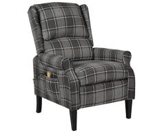 vidaXL Poltrona Massaggiante Reclinabile Grigia in Tessuto